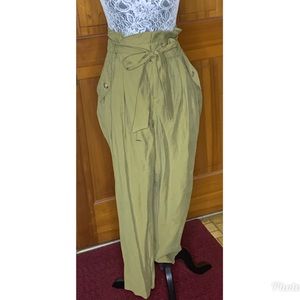 Olive green paper bag pant